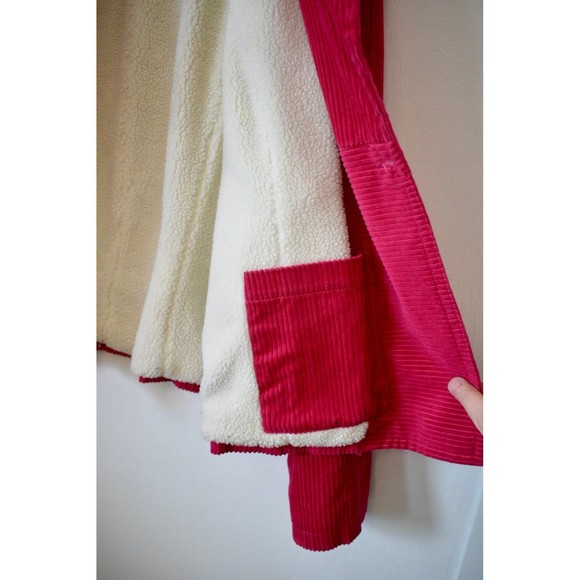 Vintage Tommy Hilfiger pink corduroy jacket peacoat shacket fleece sherpa lining - Picture 3 of 8